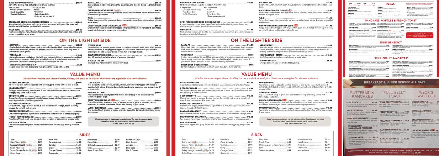 Weck's Breakfast & Lunch Menu