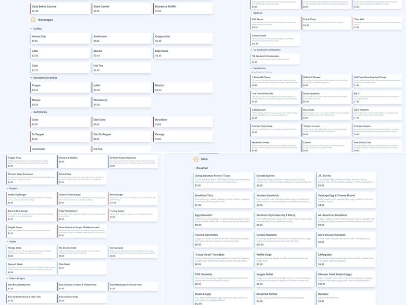 Central Grill and Coffee House Menu