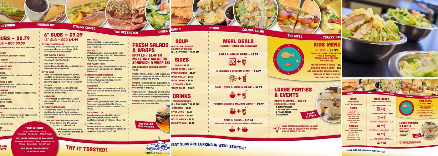 Subshop Menu