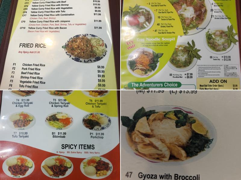 Pho Tai Menu