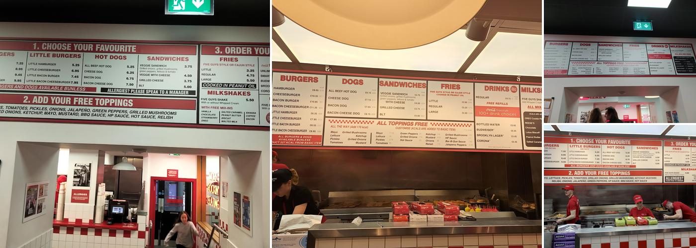Five Guys Charing Cross Menu