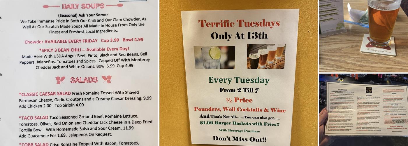 13th Ave Pub & Eatery Menu