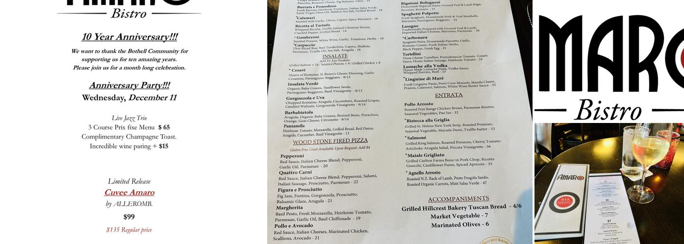 Amaro Bistro Menu