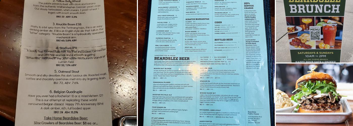 Beardslee Public House Menu