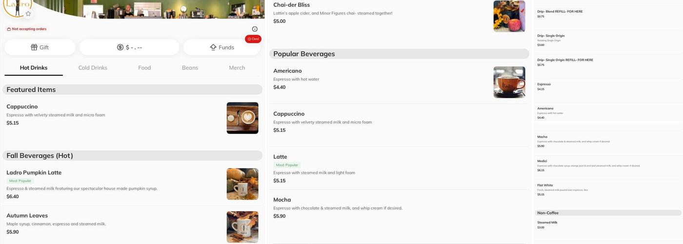 Caffe Ladro - Bothell Menu