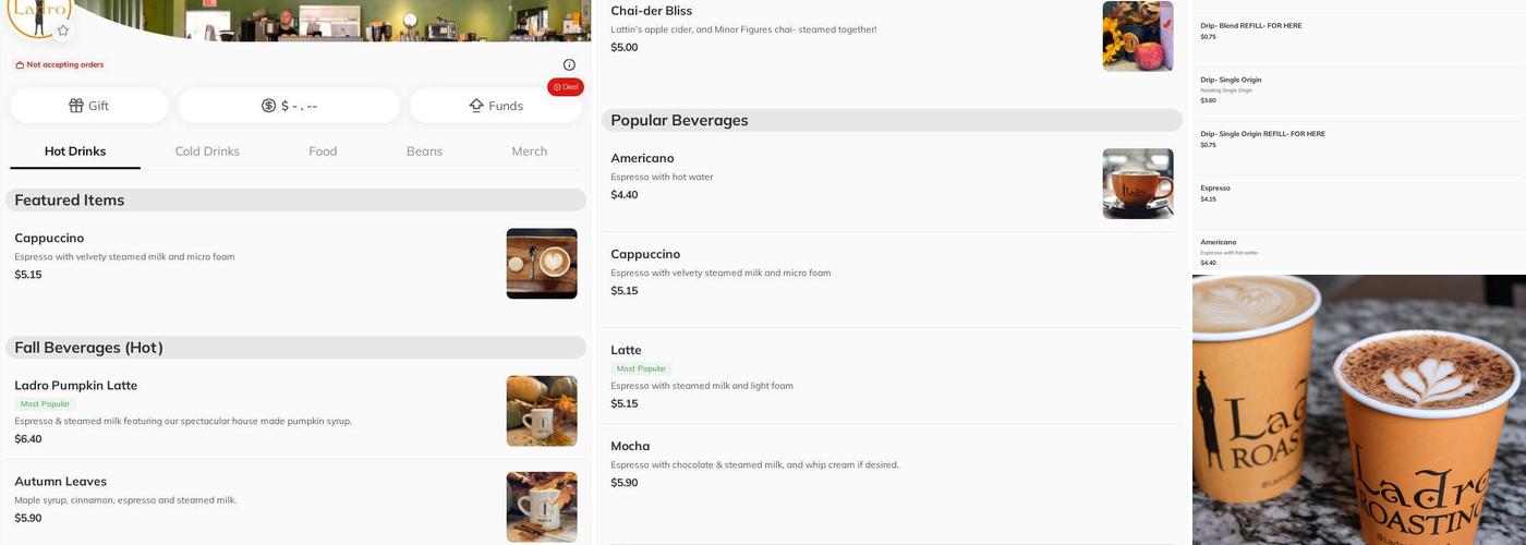 Caffe Ladro - Bothell Menu