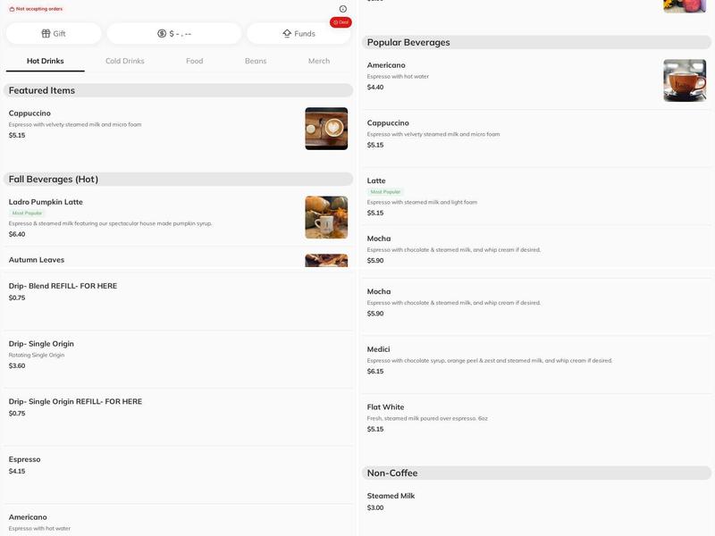 Caffe Ladro - Bothell Menu