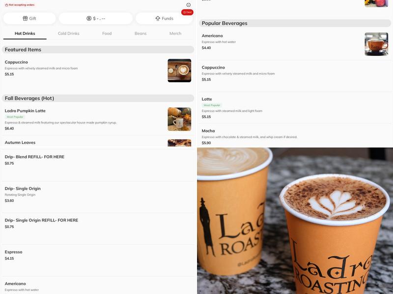 Caffe Ladro - Bothell Menu