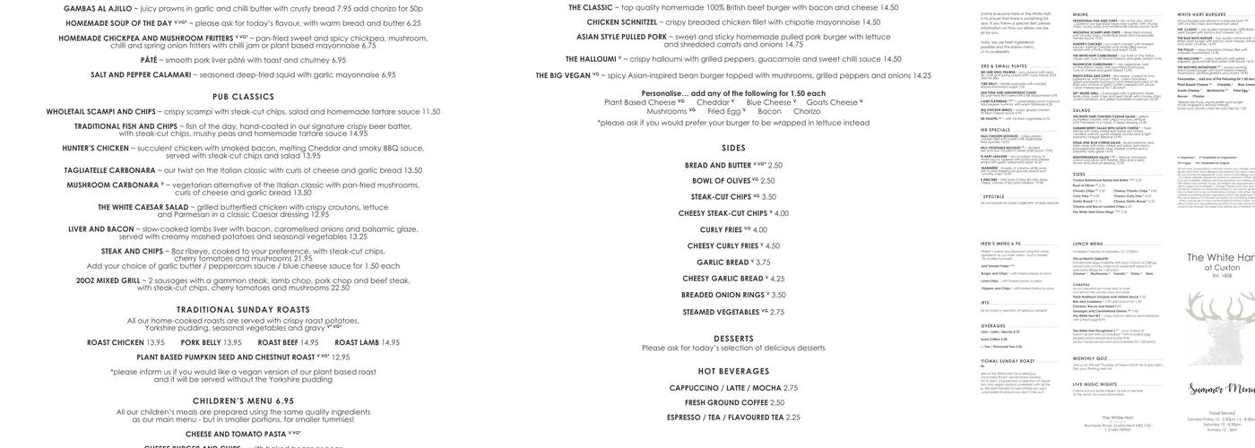 White Hart Menu