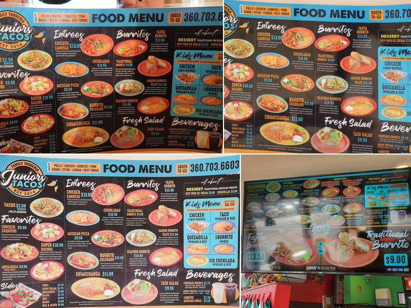 Junior's Tacos Menu