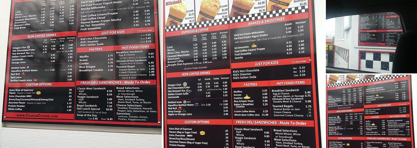 Cruisin Coffee LaVenture Menu
