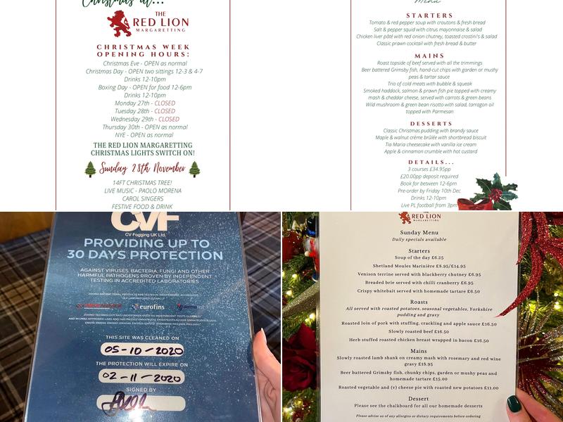 The Red Lion Margaretting Menu