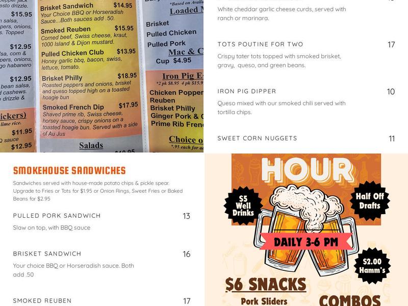 The Iron Pig Smokehouse Menu