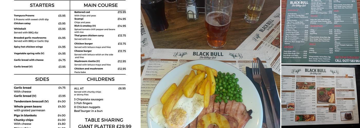 Black Bull & Village Hub Menu