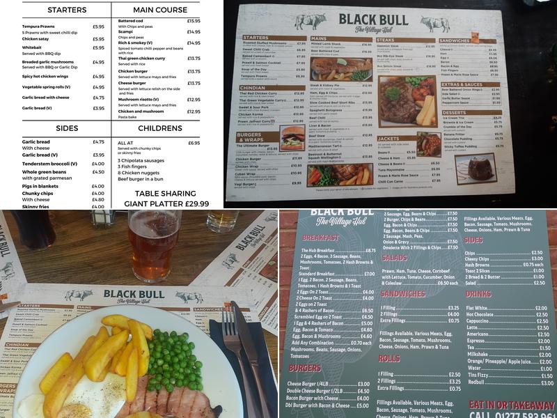 Black Bull & Village Hub Menu