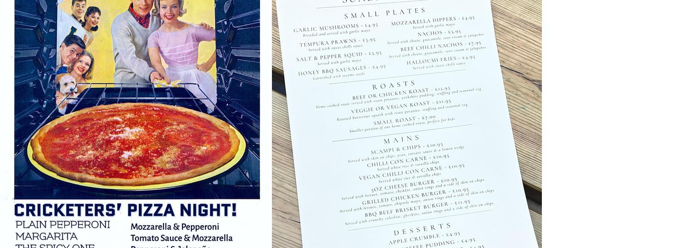 The Cricketers Inn Menu