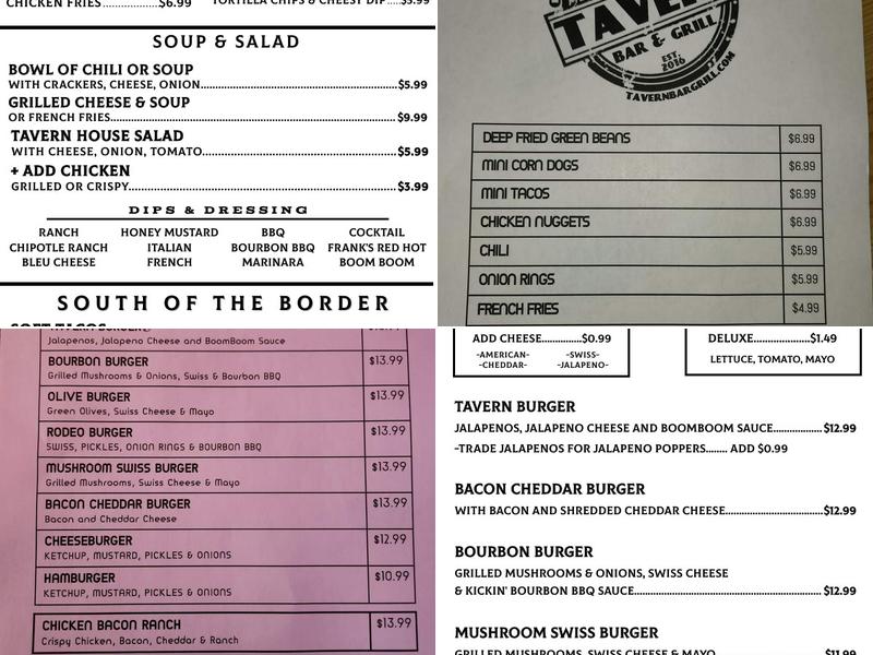 Central Lake Tavern Menu