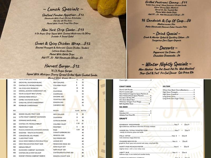 JAX Northside Food & Spirits Menu