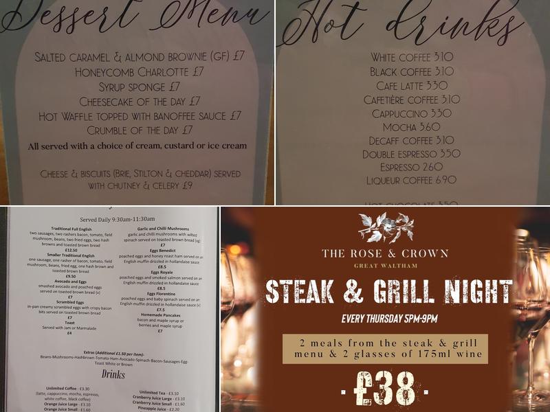 The Rose & Crown Menu