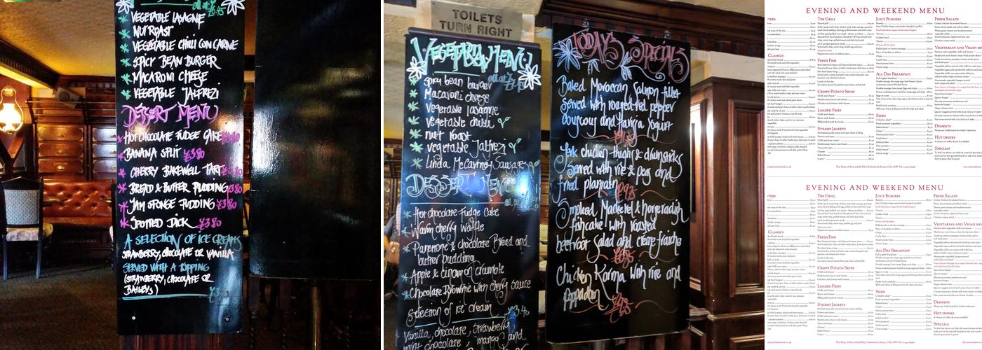 The Ship Public House Menu