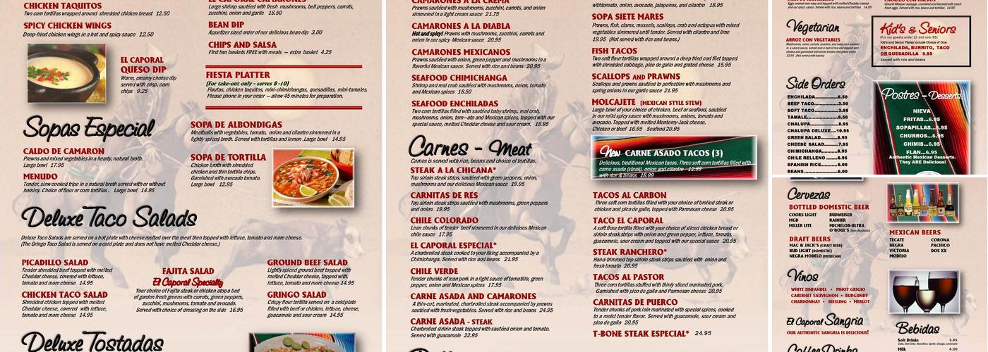 El Caporal Menu