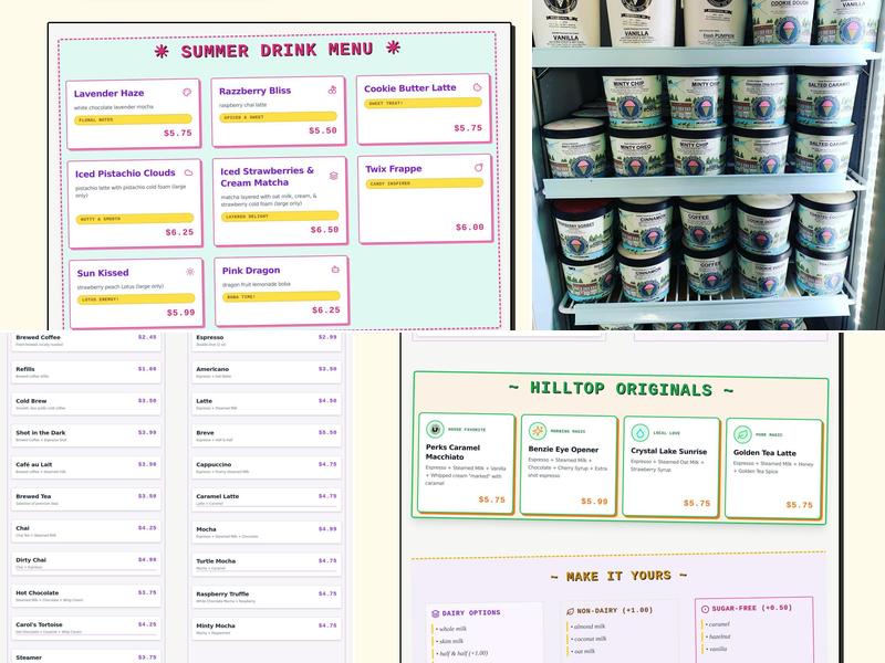 Hill Top Coffee & Ice Cream Menu