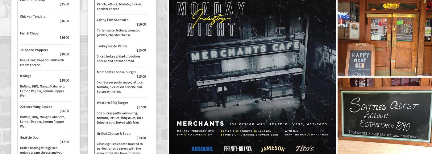 Merchant's Cafe and Saloon Menu