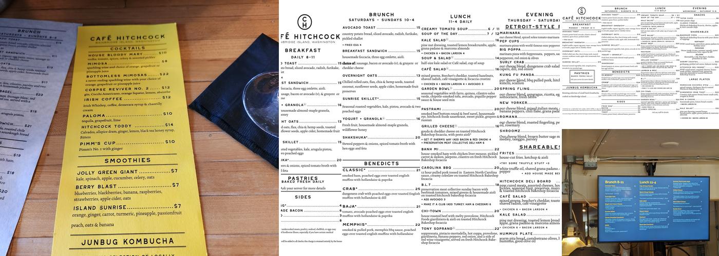 Café Hitchcock Menu