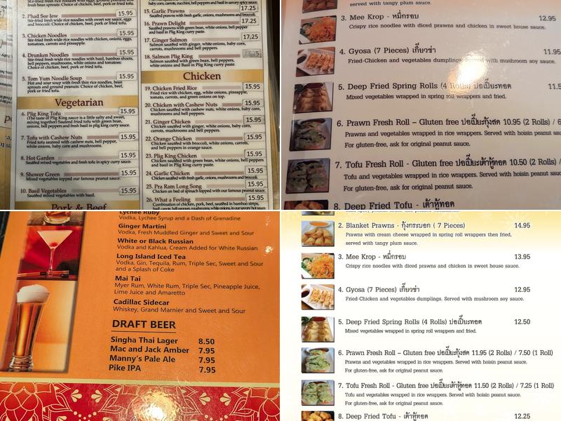 Bahn Thai Restaurant Menu