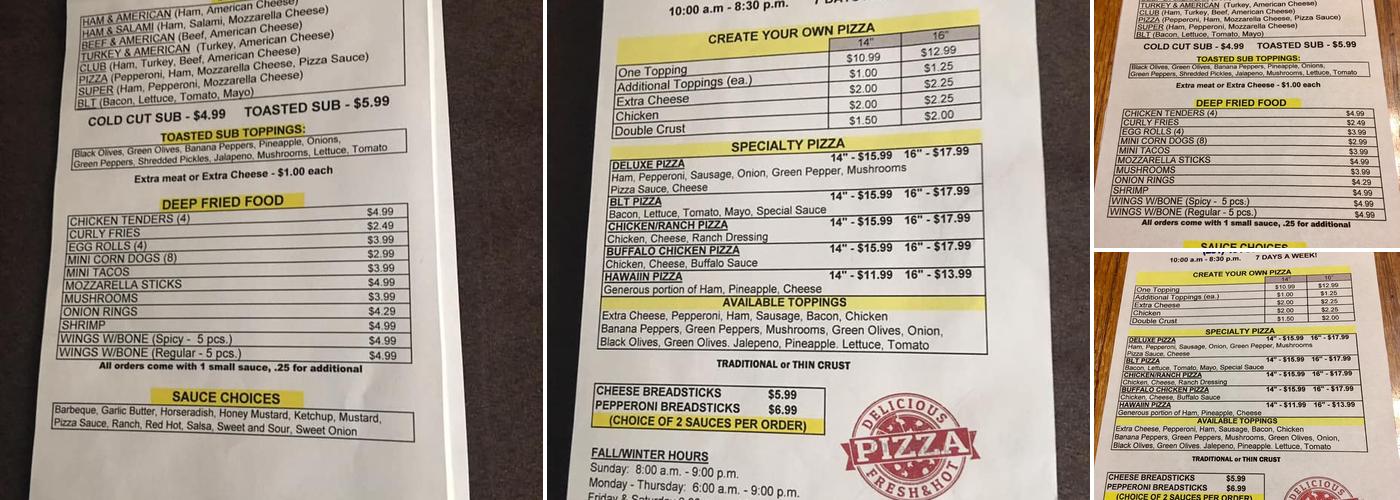 Forest Trail EZ Mart Menu