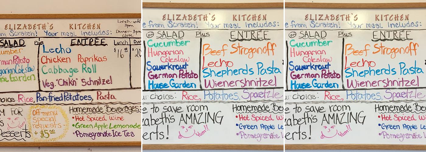 Budapest Bistro Menu