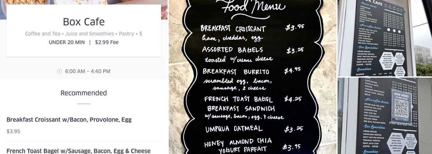 BOX CAFE Menu