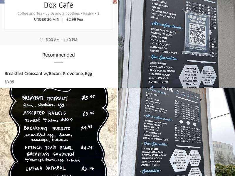 BOX CAFE Menu