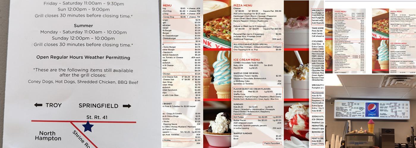 Fent's Dairy Corner Menu