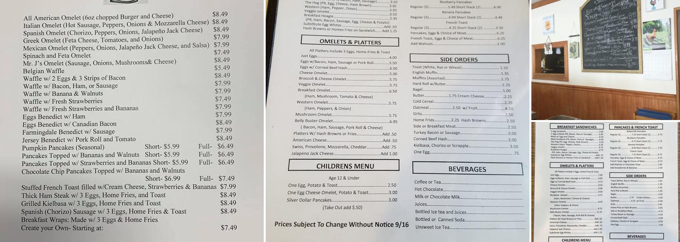 Farmingdale Breakfast Club Menu