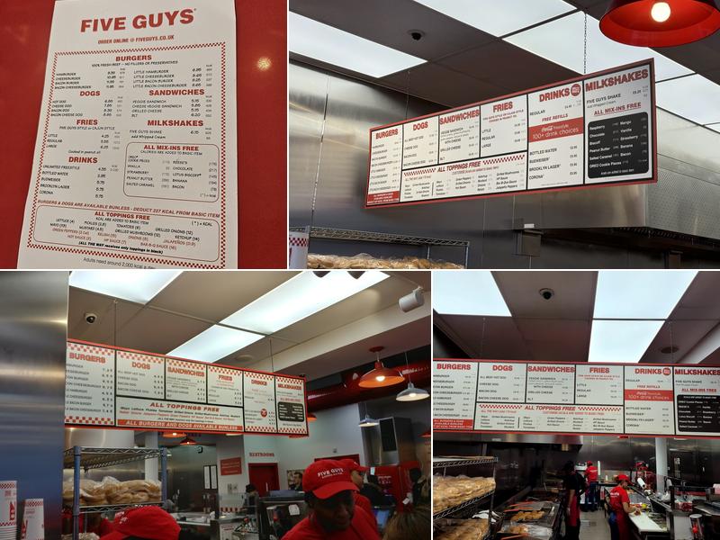 Five Guys King's Cross Menu