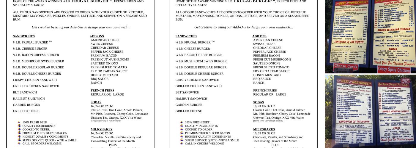 Frugals Menu
