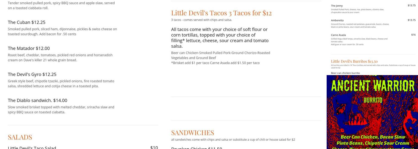 Little Devil's Lunchbox Menu