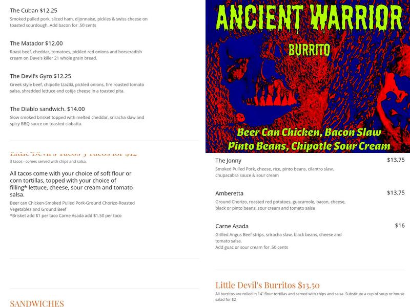 Little Devil's Lunchbox Menu