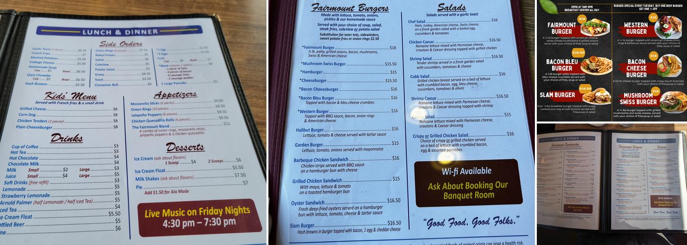Fairmount Diner Menu