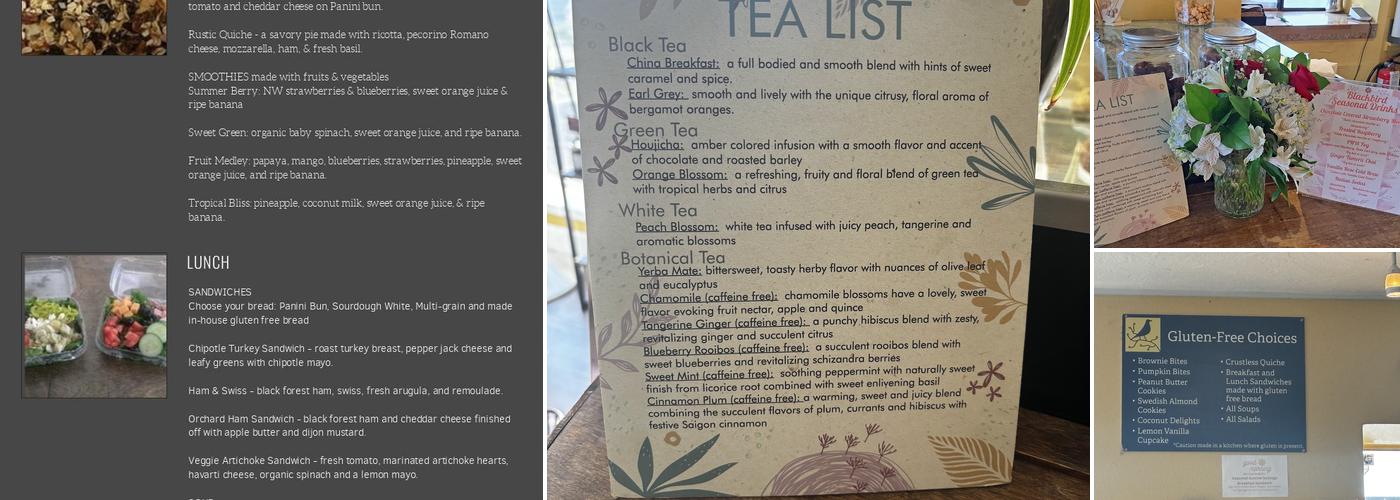The Blackbird Coffeehouse Menu