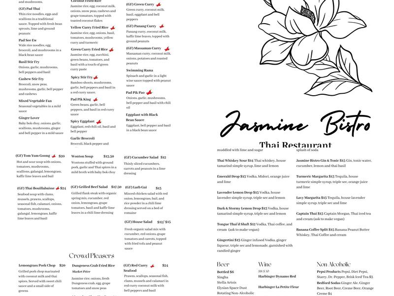 Jasmine Bistro Menu