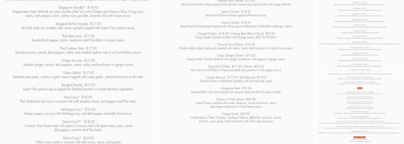 BMG Thai Menu