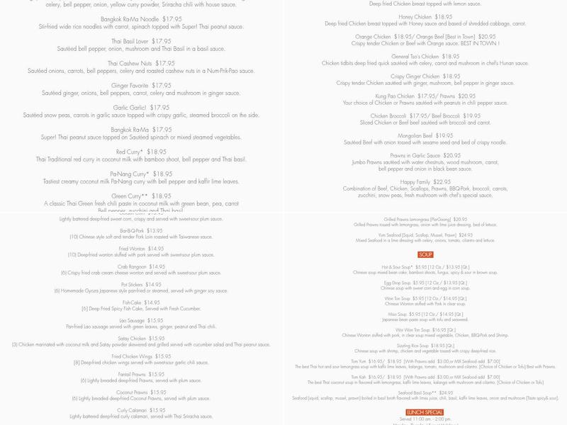 BMG Thai Menu