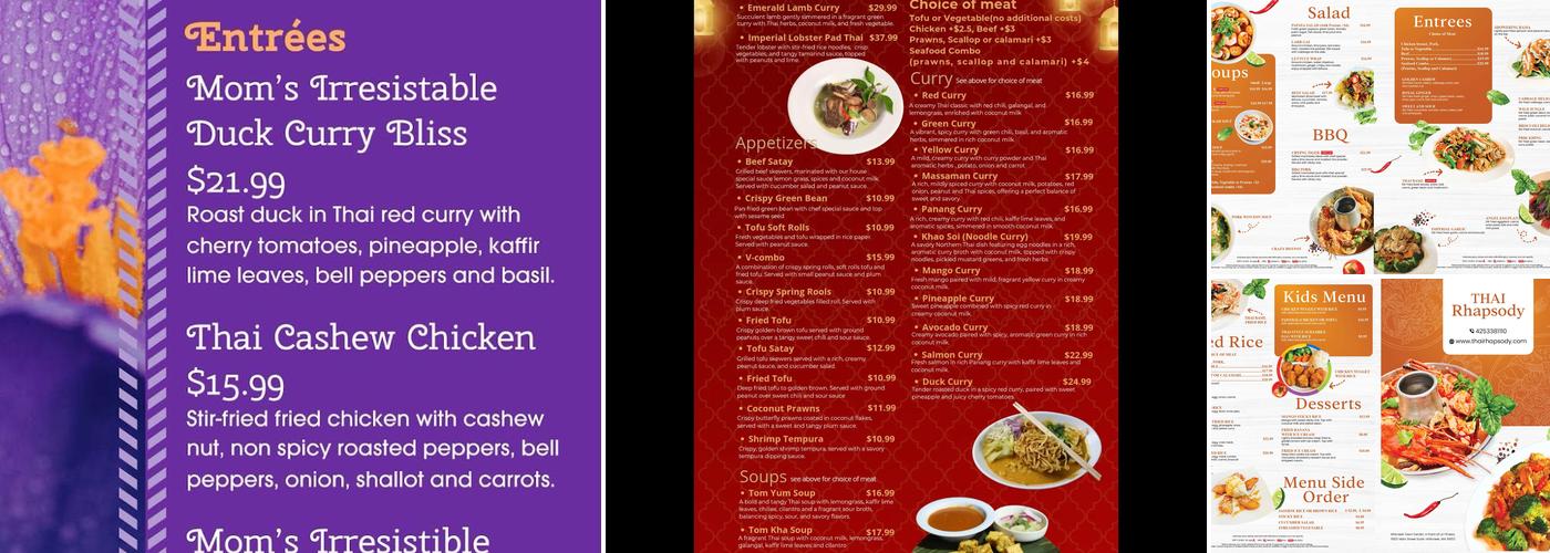 Thai Rhapsody Menu