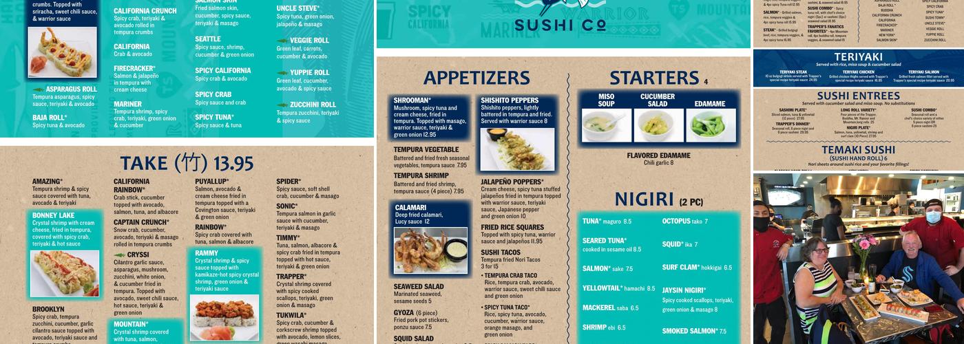 Trapper's Sushi Menu