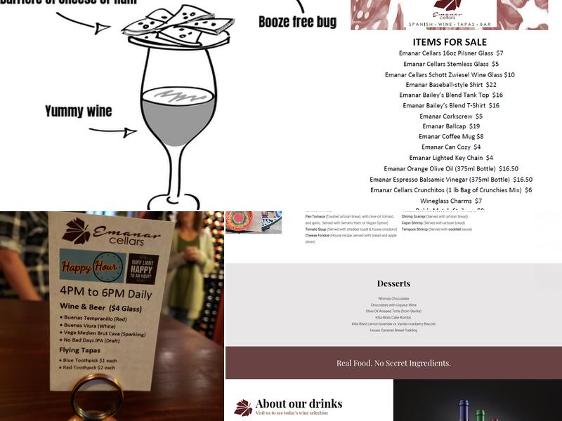 Emanar Cellars Menu