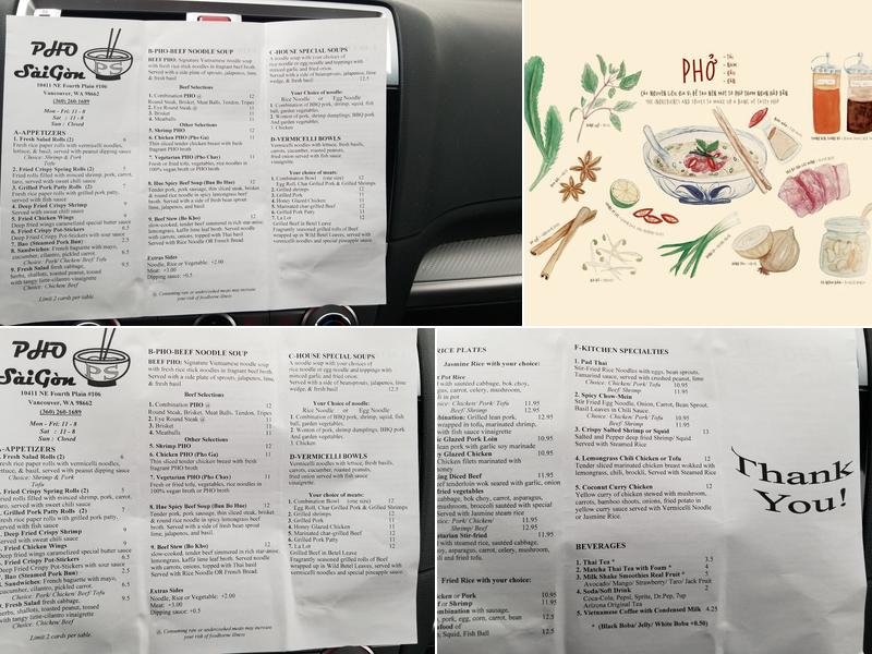 Pho Saigon Menu