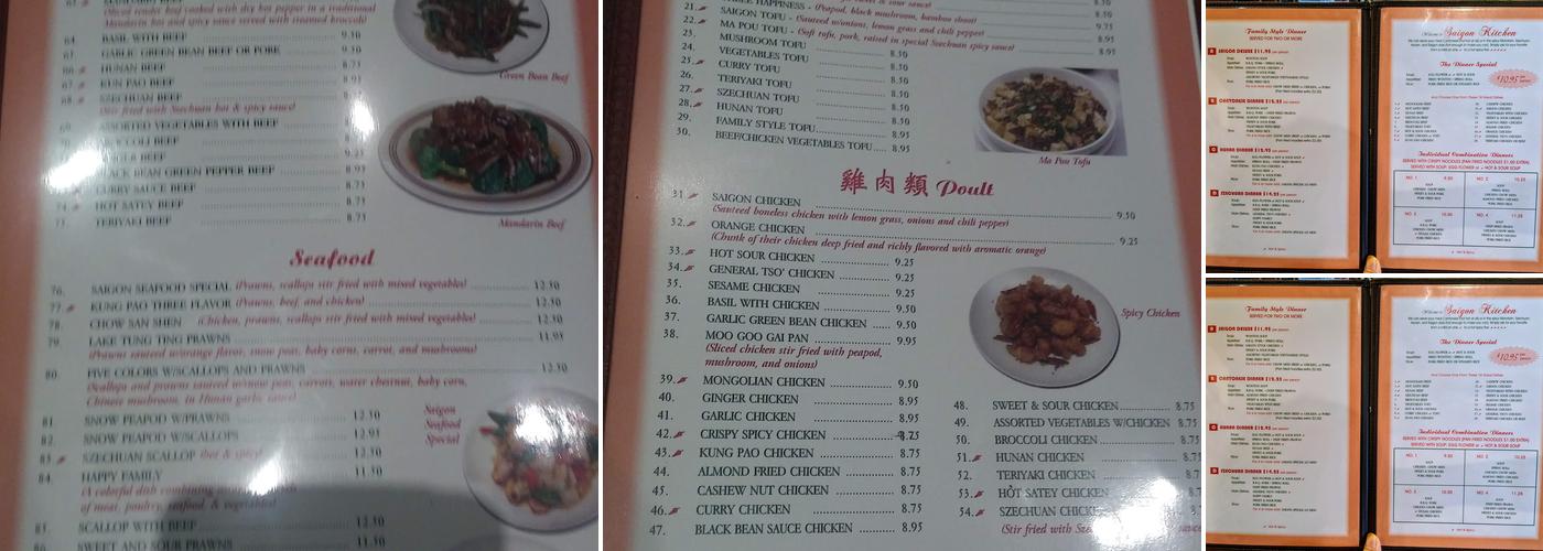 Saigon Kitchen Menu
