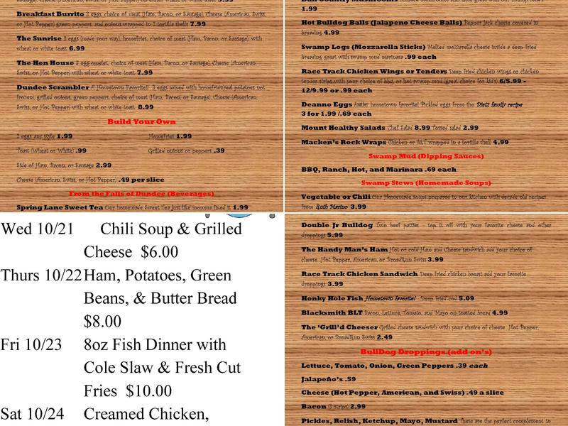 Dundee Grill Menu